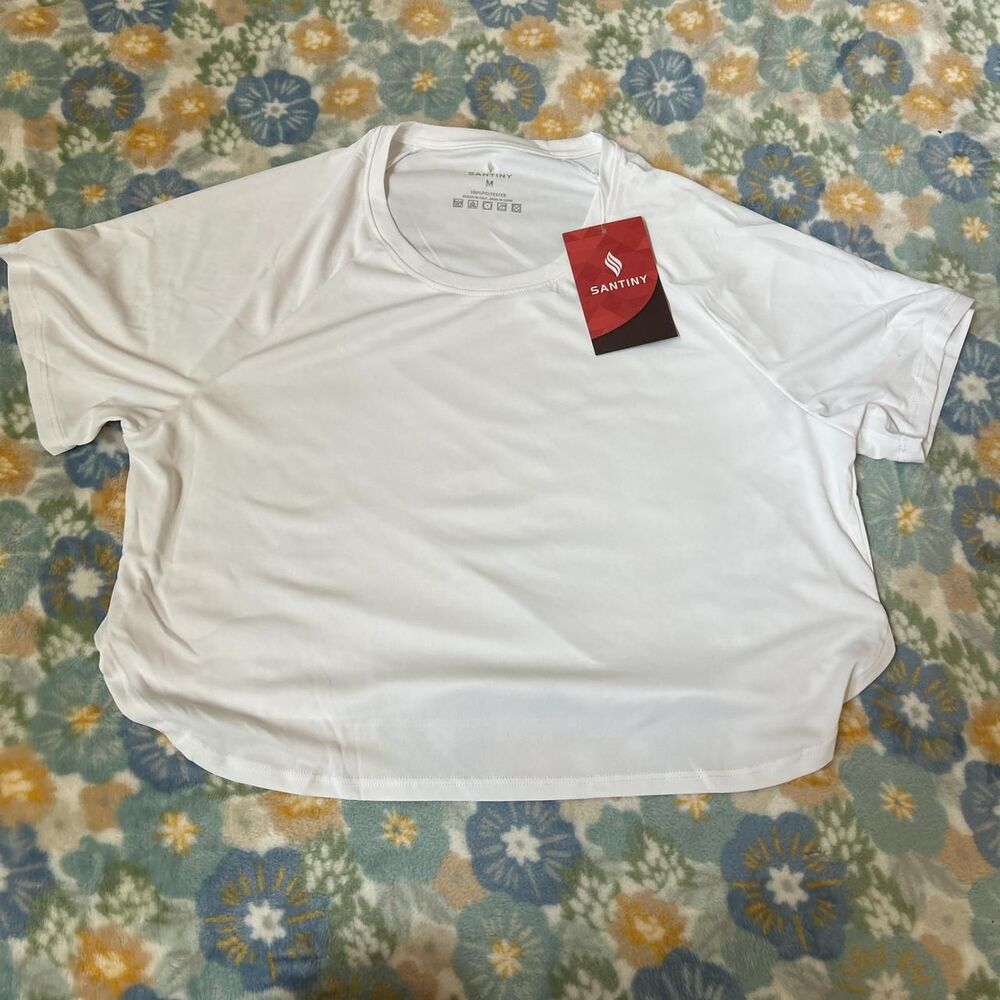 Sanity white sportswear t-shirt cropped women's medium nwt